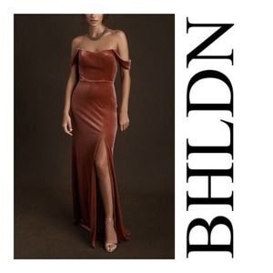 Jenny Yoo BHLDN Issa Velvet Off The Shoulder Long Dress Size 8 English Rose